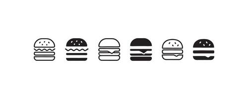 Set of burger icon illustrations in black vector