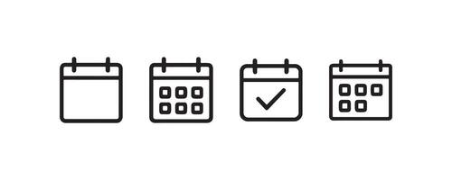 Calendar icon set with date and checkmark vector