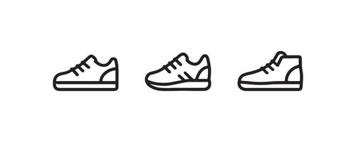 Sneaker icon set in outline style with different types vector