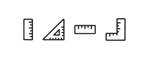 Ruler and triangle icon set for measurements vector