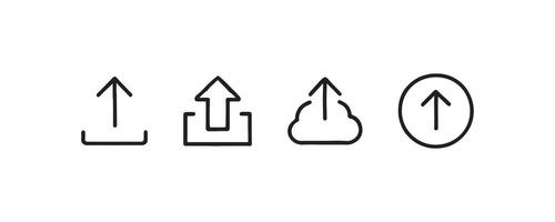 Upload icons in outline style for web and apps vector