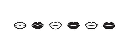 Lips icon collection in various styles vector