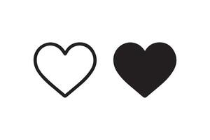 Heart icons set in outline and solid style vector