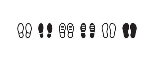 Footstep icons in outline and solid variations vector