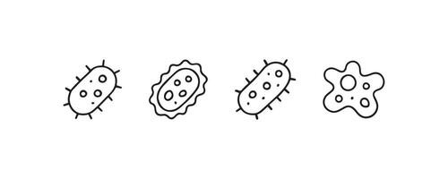 Bacteria and germ icon set in line style vector