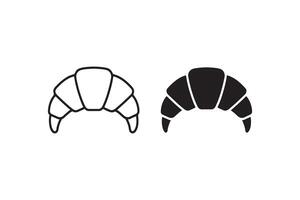Croissant icon set in outline and solid style vector