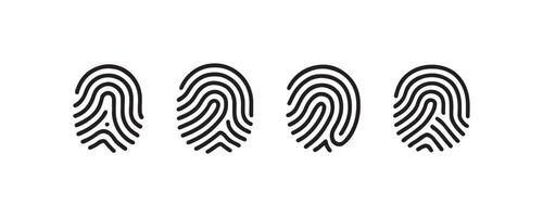 Fingerprint identification icons for security vector