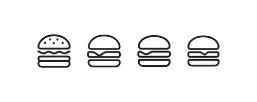 Burger icon set in minimalist line style vector