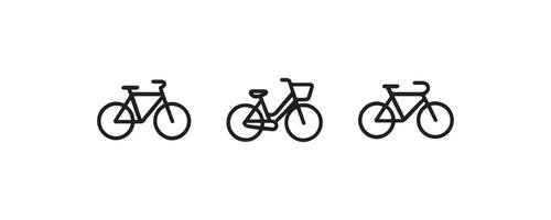 Bicycle icon set in outline and solid styles vector