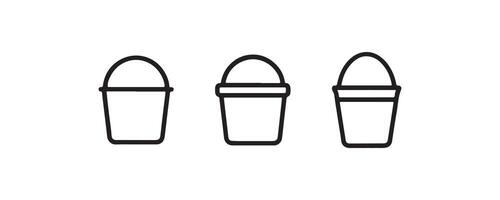 Bucket icon set with simple outline design vector