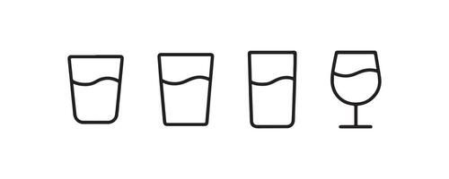 Glassware icons with different drink types vector