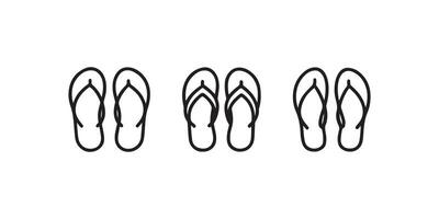 Flip flop sandal icons in outline style vector