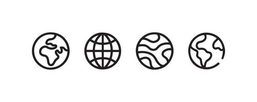 Globe and Earth planet icons set vector