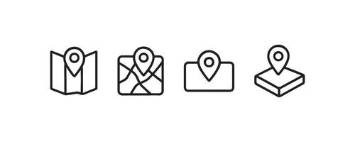 Navigation and location icon set outline vector