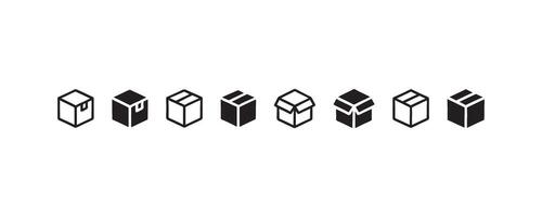 Shipping box icons in solid and outline style vector