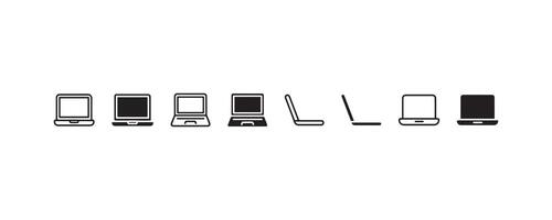 Laptop icon set in various angles and styles vector