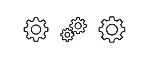 Gear and cog icons in outline style vector