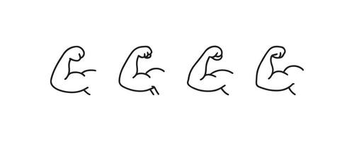 WebFlexing muscle arm icons in line style vector