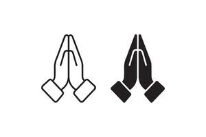 WebPraying hands icon set in outline and solid vector