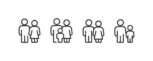 Family and parent icons in outline style vector