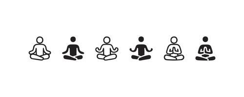 Meditation pose icons in minimalist style vector