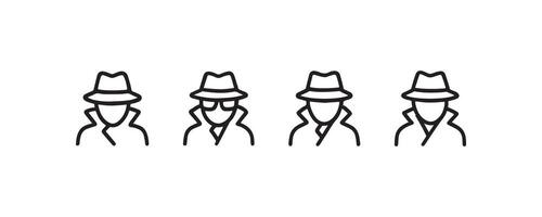 WebSpy and incognito icon set with hat and coat vector