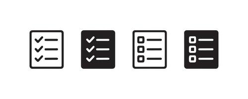 Checklist and task list icons in black style vector