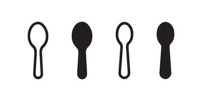 Spoon icon set with solid and outline styles vector