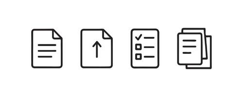 Document and file icon set in outline style vector