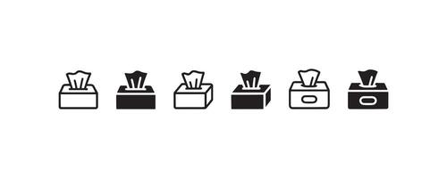 Tissue box icon set in black style vector