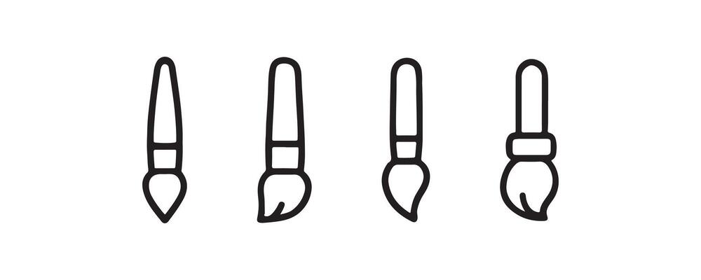 Paintbrush icon set in black outline style