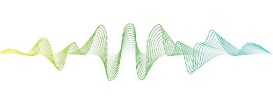 Abstract wavy dotted lines of the sound wave. Dynamic pulsating wave. Musical neon concept, symbols of the frequency of digital music. vector