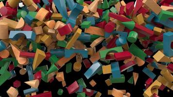 colorida animado de madeira construção blocos dinâmico tela transições 7 vertical limpar video