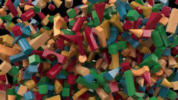 colorida animado de madeira construção blocos dinâmico tela transições 3 diagonal limpar video