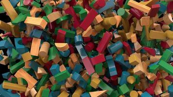 colorida animado de madeira construção blocos dinâmico tela transições 4 horizontal limpar video