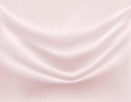 Folds texture of smooth gentle silk material. Shiny cream pink background with smooth texture of fabric folds. Textile pattern. vector