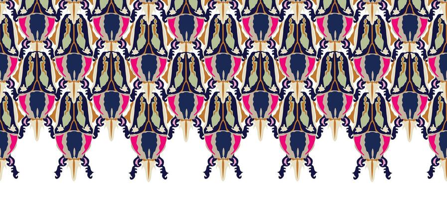 Artistic arabesque seamless pattern with stylish decorative zoomorphic organic shape in 1920s. Abstract European graphic design style