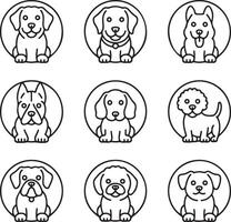 Thin Line Dog Icons Featuring Labrador Beagle Pug and More vector