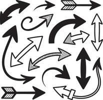 Sketch Style Arrows Collection in Black Format vector