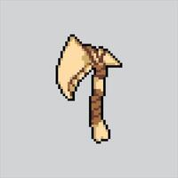Pixel art Primitive Axe Caveman Weapon icon Illustration for game design vector