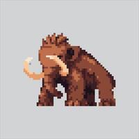 Pixel art illustration Primitive Mammoth. Pixelated Ancient Mammoth. Ancient Primitive Mammoth Elephant weapon Icon pixelated for the pixel art game and icon for website and game. old school retro. vector