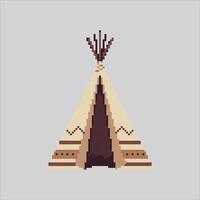 Pixel art illustration Primitive Tent. Pixelated Wigwam Tent. Primitive Tent Teepee Wigwam Icon pixelated for the pixel art game and icon for website and game. old school retro. vector