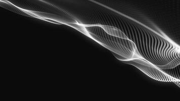 Abstract digital wave of particles and dust dots moving on black light background. Visualization of connection and flow of big data. video