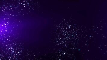 Abstract particle background. Magical fluid animation of glowing colorful particles. Abstract neon bright flame with glitter that sparkles and swirls, 3D video