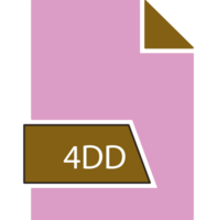 4DD File format icon in shapes 2 colors and side contour png