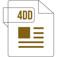 4DD icon inside transparent outline and sharp corners png