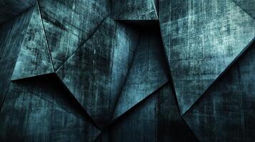 Fractured Teal Abstract Geometric Concrete Forms with Dark Interstices and Textured Surfaces photo
