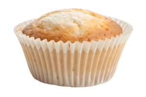 Muffin with a fluffy top in a paper wrapper on a transparent background png