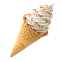 Soft serve ice cream cone with colorful sprinkles on a sunny day png
