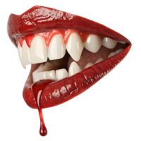 Red lips and sharp teeth with dripping blood create a striking visual effect png